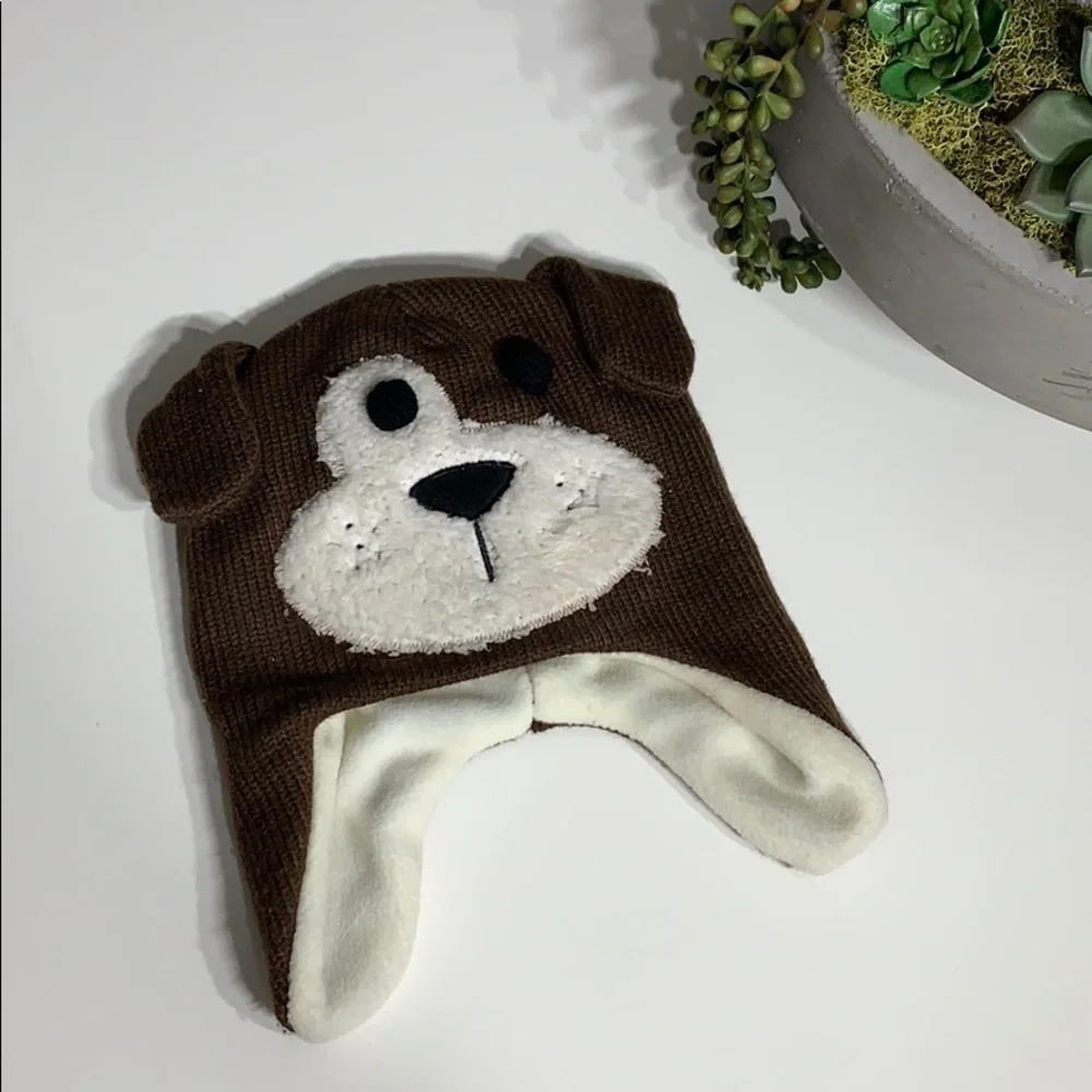 Toddler Brown Dog Animal Ear Flap winter Hat o/s kids